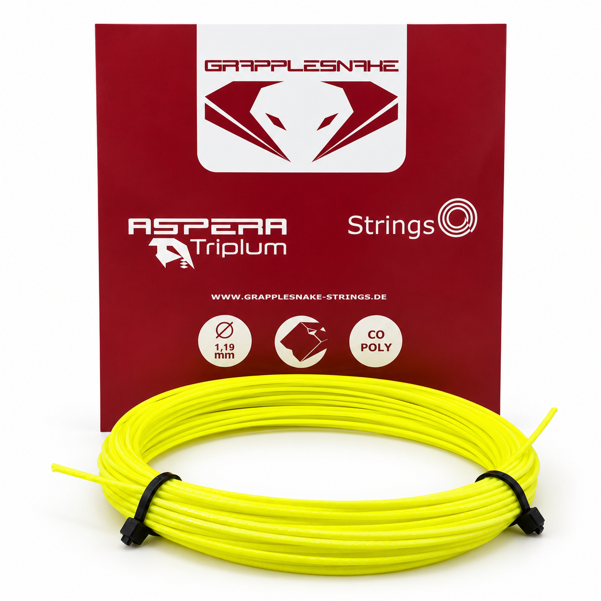 Grapplesnake Aspera Triplum neon tennis string, 1.19 mm, 12 m set.